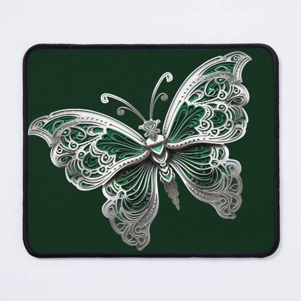 Item preview, green and silver butterfly, celtic ornament, viking motif designed and sold by PRYMULLART.