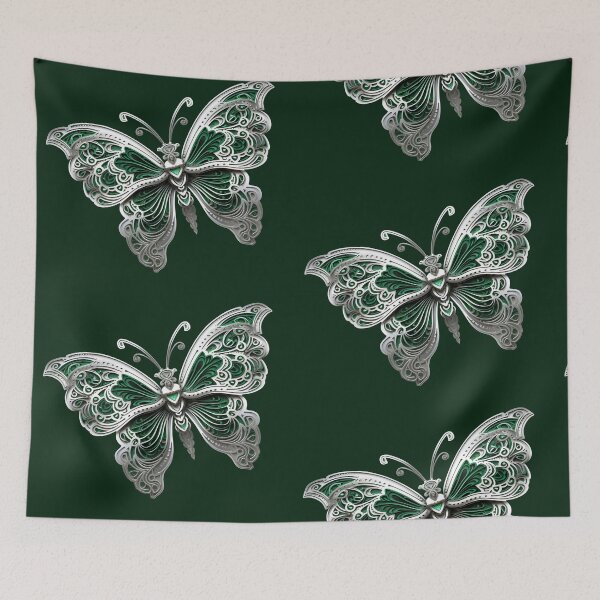 Item preview, green and silver butterfly, celtic ornament, viking motif designed and sold by PRYMULLART.