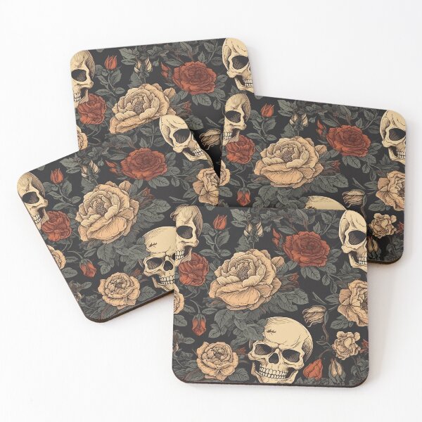 Aperçu de l'œuvre Gothic Skulls and Roses Pattern: Dark and Intriguing Design créée et vendue par QualityQuest.