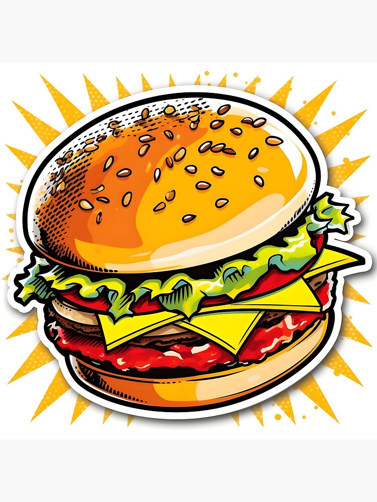 Burger Delight - Tasty Burger Sticker Poster for Sale by UrsaStick