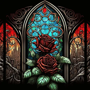 Artwork thumbnail, Stained Glass Roses by Nightarcade
