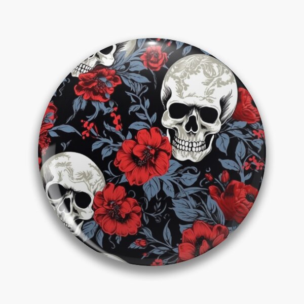 Item preview, Trendy Blue, Black and White Flower, Leaves and Skull Pattern - Level Up Your Style Game!  designed and sold by Designifying.