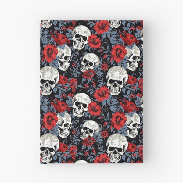 Aperçu de l'œuvre Motif de fleurs, de feuilles et de crâne bleu, noir et blanc à la mode - Améliorez votre jeu de style ! créée et vendue par Designifying.