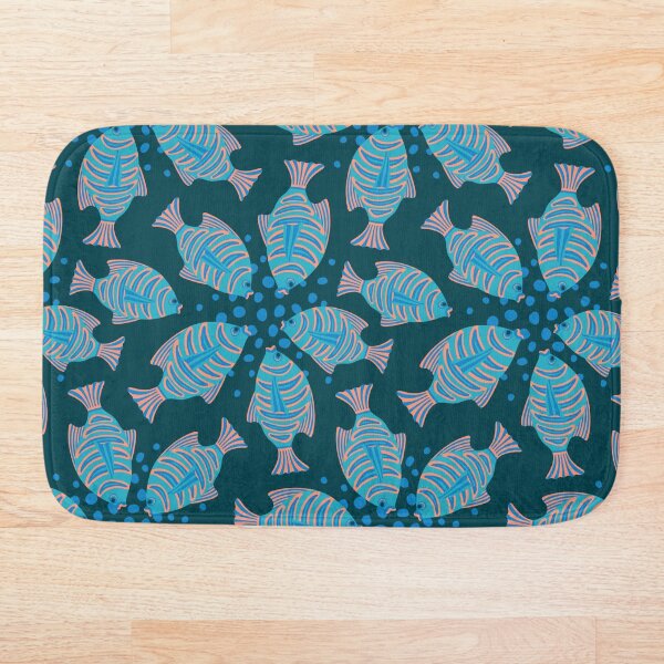 Item preview, FEEDING TIME Tropical Striped Fish Undersea Ocean Coral Reef Sea Life in Blue Blush Dark Blue - UnBlink Studio by Jackie Tahara designed and sold by Jackie Tahara of UnBlink Studio.