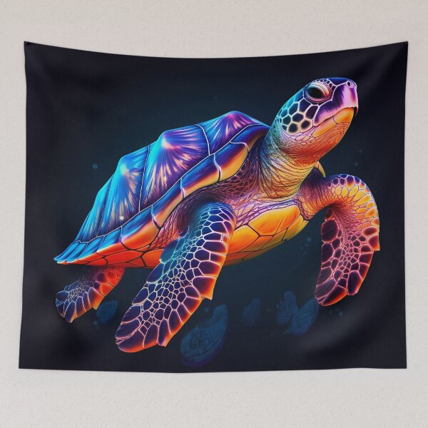 Item preview, Sea turtle neon 3 designed and sold by ZombiOctopi.