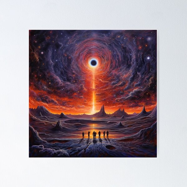 Item preview, Black Hole Atmospheric Digital Painting - Haunting Depiction of a Black Hole Preparing to Consume a Planet as Concerned Inhabitants Gaze On, Award Winning Designer - Very High Resolution designed and sold by CloudofKnowing.