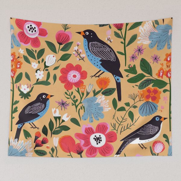 Item preview, BIRDS AND SPRING AND SUMMER FLOWER PATTERN Midjourney AI Artwork designed and sold by davidjulie.