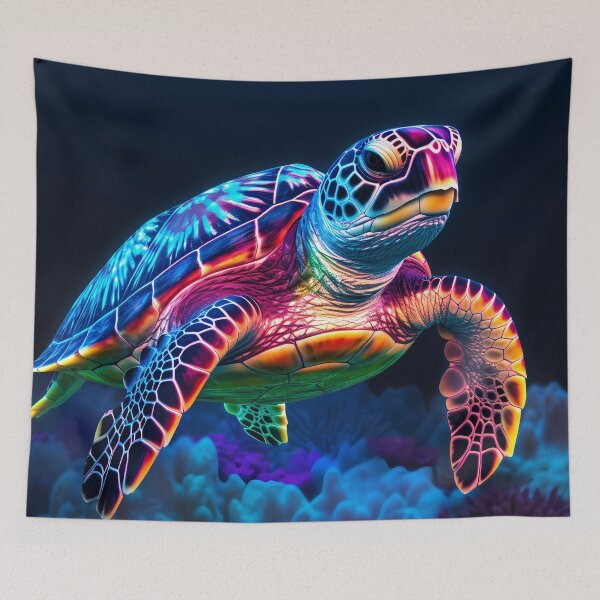 Item preview, Sea turtle neon 1  designed and sold by ZombiOctopi.