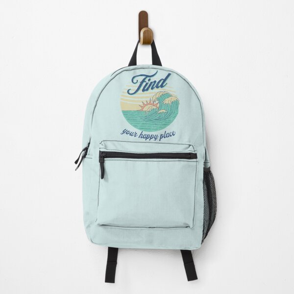 Item preview, Find your happy place motivational retro style surf waves t-shirt designed and sold by Novel-ty.