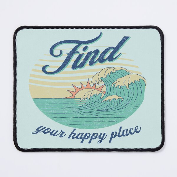 Item preview, Find your happy place motivational retro style surf waves t-shirt designed and sold by Novel-ty.