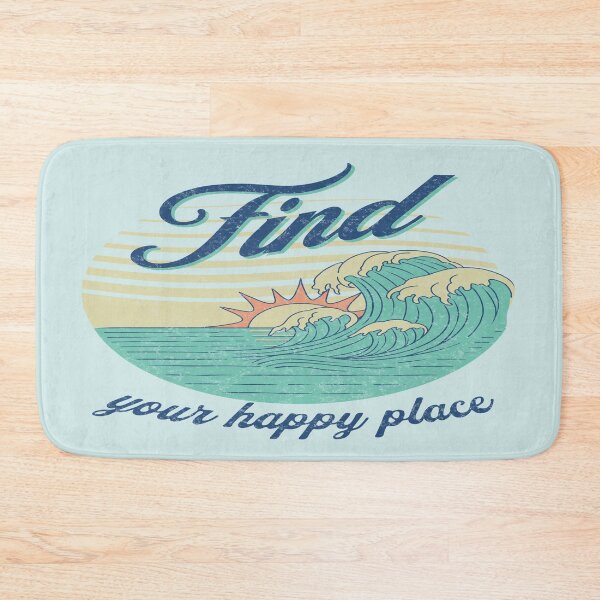Item preview, Find your happy place motivational retro style surf waves t-shirt designed and sold by Novel-ty.