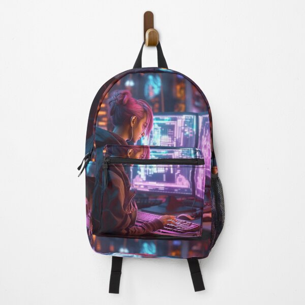 Item preview, A person sitting on a chair and using a computer in a Cyberpunk. designed and sold by Game-One.