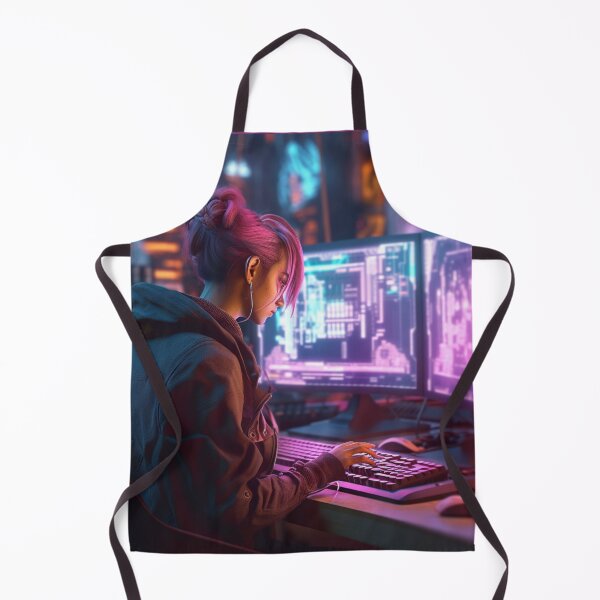 Item preview, A person sitting on a chair and using a computer in a Cyberpunk. designed and sold by Game-One.