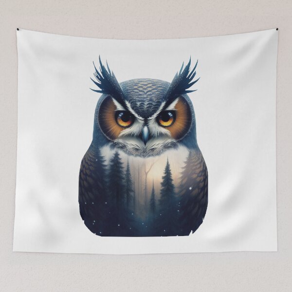 Item preview, double exposure of forest in owl designed and sold by Harmonysens.