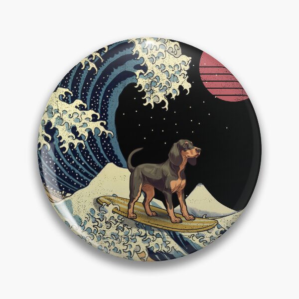 Artikelvorschau, Black and Tan Coonhound Kanagawa Japanese Surfing Wave entworfen und verkauft von rafaeltto.