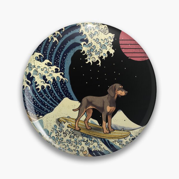 Artikelvorschau, Black and Tan Coonhound Kanagawa Japanese Surfing Wave entworfen und verkauft von rafaeltto.