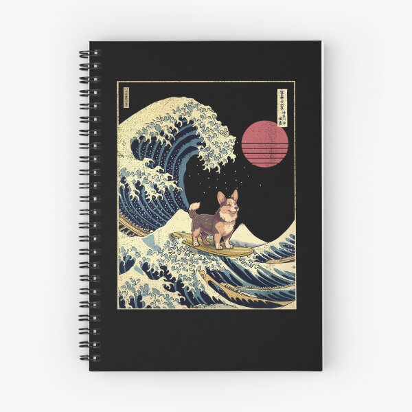 Item preview, Black Brindle Corgi Kanagawa Japanese Surfing Wave designed and sold by rafaeltto.