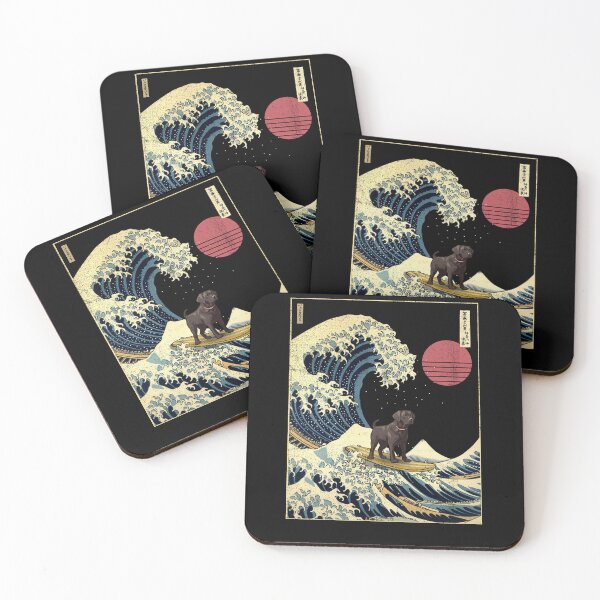Item preview, Black Labrador Kanagawa Japanese Surfing Wave designed and sold by rafaeltto.