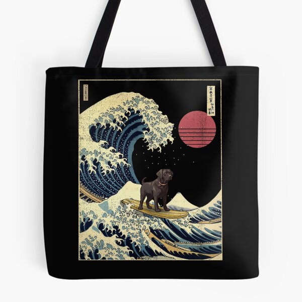 Item preview, Black Labrador Kanagawa Japanese Surfing Wave designed and sold by rafaeltto.