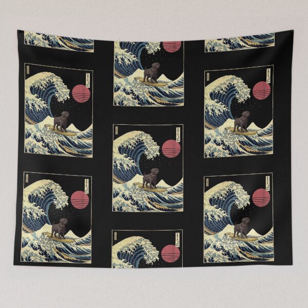 Item preview, Black Labrador Kanagawa Japanese Surfing Wave designed and sold by rafaeltto.