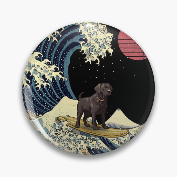 Item preview, Black Labrador Kanagawa Japanese Surfing Wave designed and sold by rafaeltto.