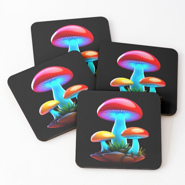 Item preview, Glowing bioluminescent fungi | Colorful cartoon mushrooms | 3D mushrooms | Toadstool designed and sold by IndigoTides.