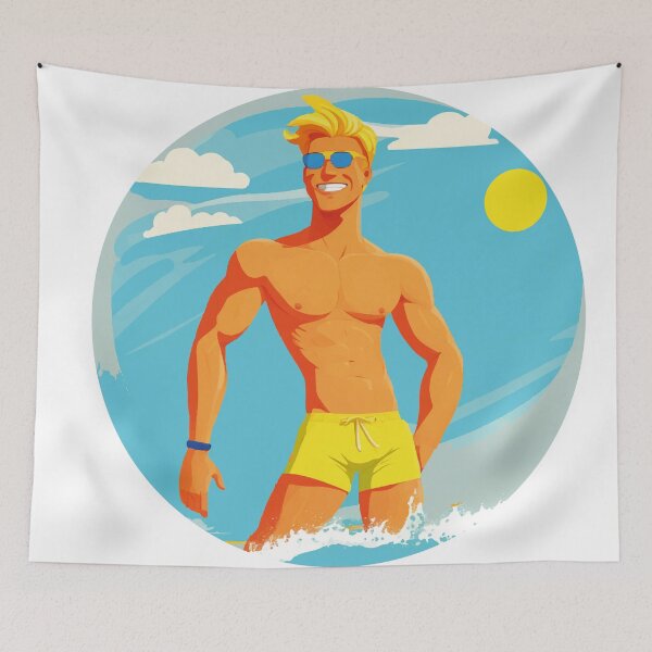 Item preview, Summer Patterns with Flamingos and Pineapples (man on the beach) designed and sold by Adapatterns.