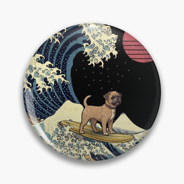 Item preview, Border Terrier Kanagawa Japanese Surfing Wave designed and sold by rafaeltto.