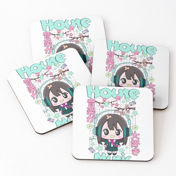 Item preview, HOUSE MUSIC  - Cute Kawaii Character  (Teal/Pink)  designed and sold by Discothreadz.