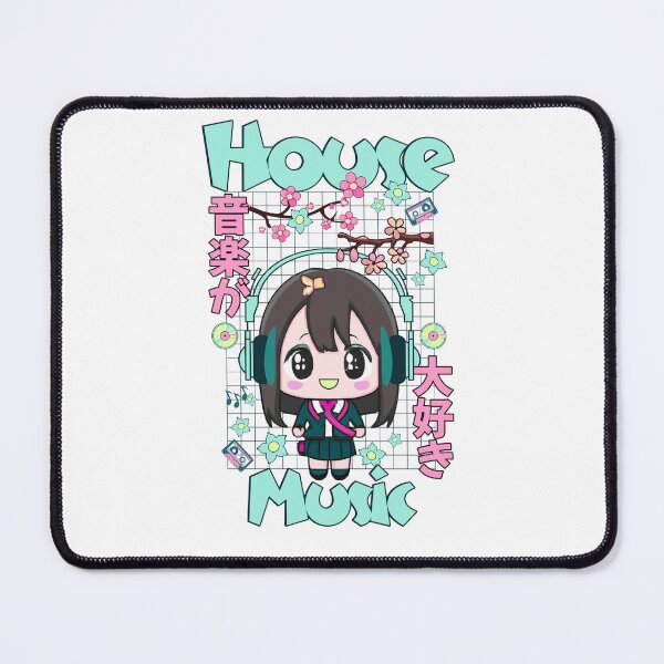 Item preview, HOUSE MUSIC - Cute Kawaii Character (Teal/Pink) designed and sold by Discothreadz.
