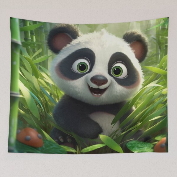 Item preview, cute panda green scenery designed and sold by DigitalPixelize.
