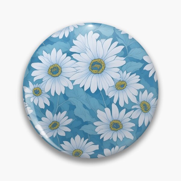 Item preview, White daisy field blue background designed and sold by theforestfairy.