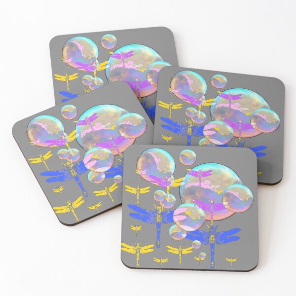 Item preview, DECORATIVE COLORED DRAGONFLY PATTERN SOAP BUBBLES ART designed and sold by sharlesart.
