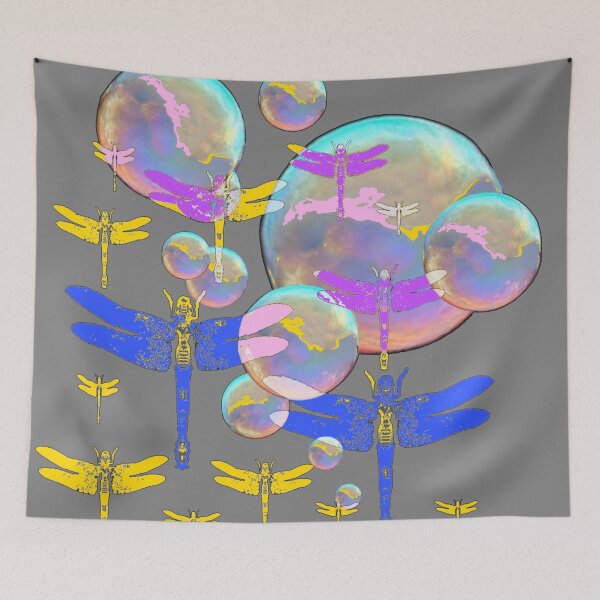 Item preview, DECORATIVE COLORED DRAGONFLY PATTERN SOAP BUBBLES ART designed and sold by sharlesart.