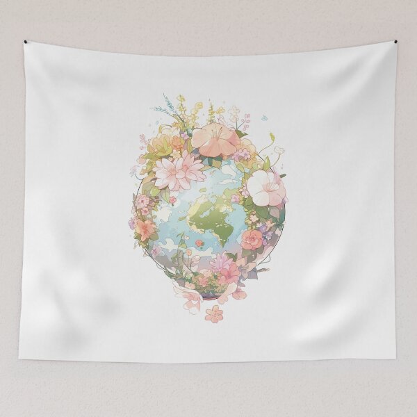 Item preview, Flower Filled Earth on White Background designed and sold by GingerSilkShop.