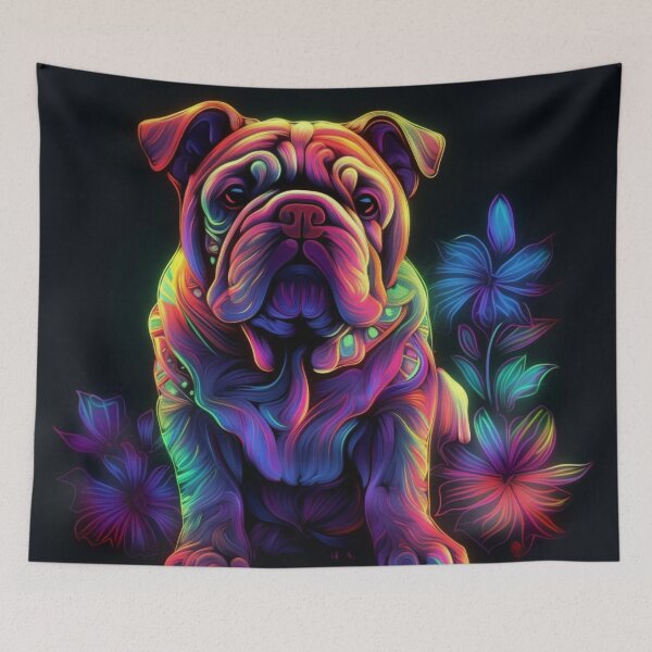 Item preview,  Man and Women's best friend Neon Collection Bulldog, German Shepherd, Labrador, pug designed and sold by BrandonArtWorld.