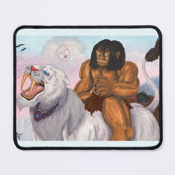 Item preview, Fantasy Watercolor Illustration Beast riding Tiger Goddess Mountains designed and sold by Jonah Augustin Gray.