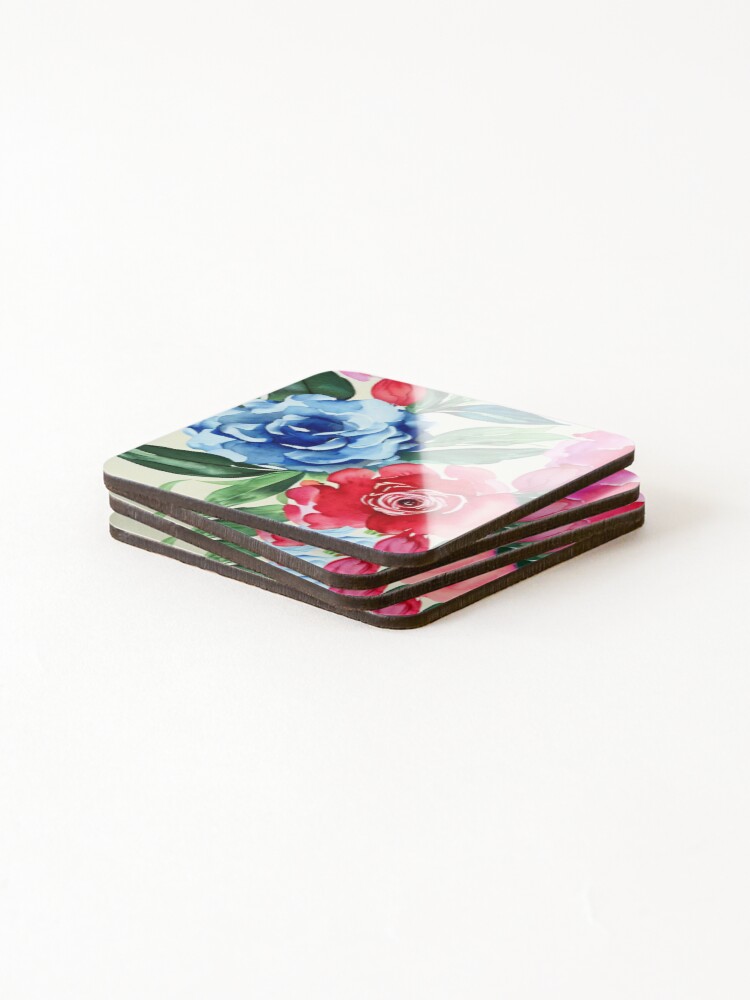 Thumbnail 4 of 5, Coasters (Set of 4), Abstract Roses Pattern designed and sold by calibrit.