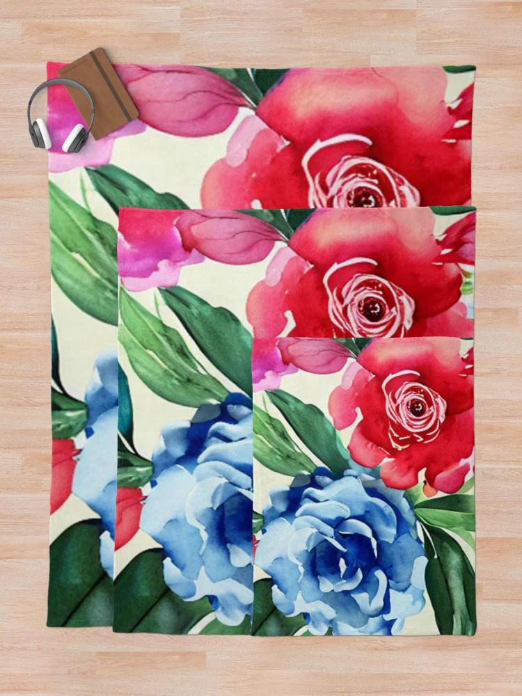 Thumbnail 5 of 6, Throw Blanket, Abstract Roses Pattern designed and sold by calibrit.