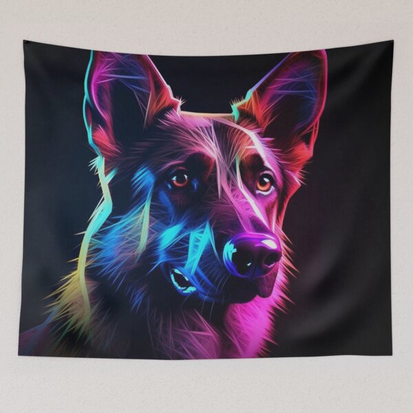 Item preview,  Man and Women's best friend Neon Collection Bulldog, German Shepherd, Labrador, pug designed and sold by BrandonArtWorld.