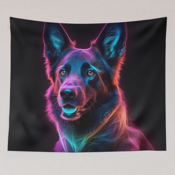 Item preview,   Man and Women's best friend Neon Collection Bulldog, German Shepherd, Labrador, pug designed and sold by BrandonArtWorld.