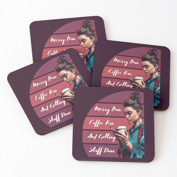 Item preview, Messy Bun Coffee Run And Getting Stuff Done - purple pop art vintage   designed and sold by Adriandes.