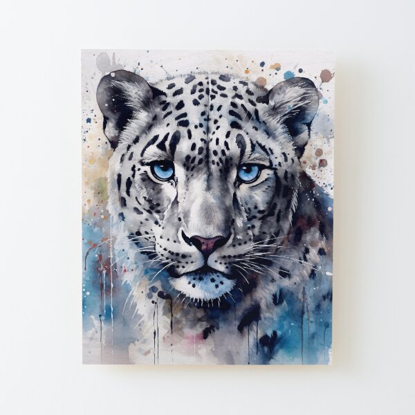 Framed Canvas Art - Snow Leopard - Blue Ice by Collin Bogle ( Animals > Wildlife > Wild Cats > Leopards art) - 26x26 in