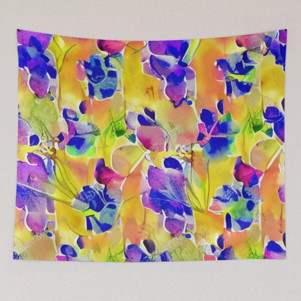 Aperçu de l'œuvre Floral abstrait rose et jaune créée et vendue par calibrit.