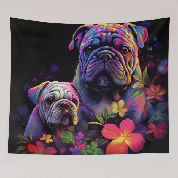 Item preview, Man and Women's best friend Neon Collection Bulldog, German Shepherd, Labrador, pug designed and sold by BrandonArtWorld.