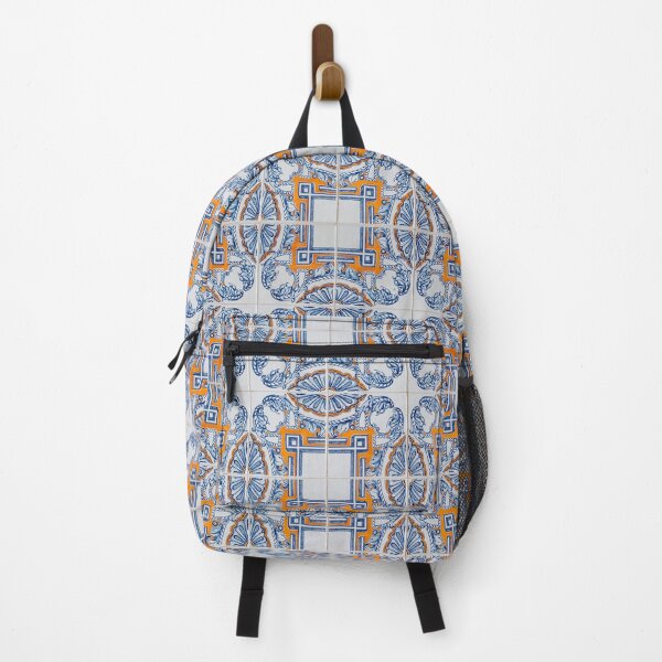 Artikelvorschau, Blaue und orangefarbene Azulejos entworfen und verkauft von Travel-Inspired Wearable Art.
