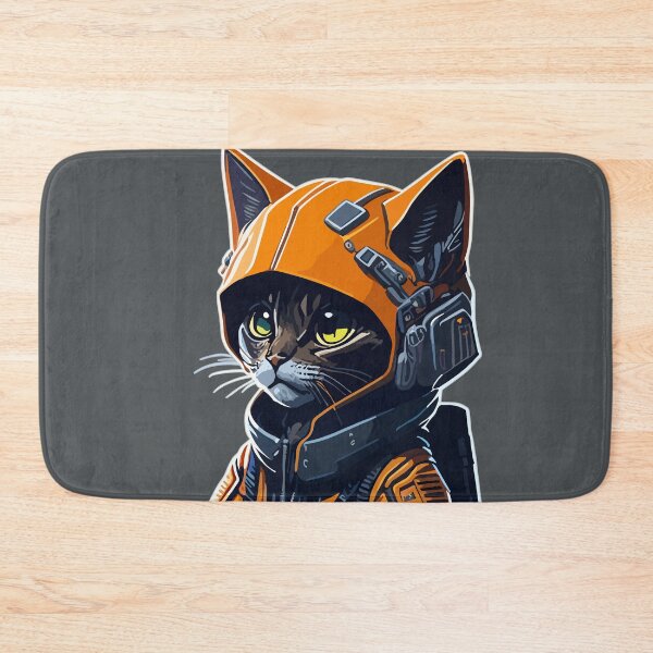 Item preview, Cyberpunk Cat Communicating with his team designed and sold by PrintsCreativ.