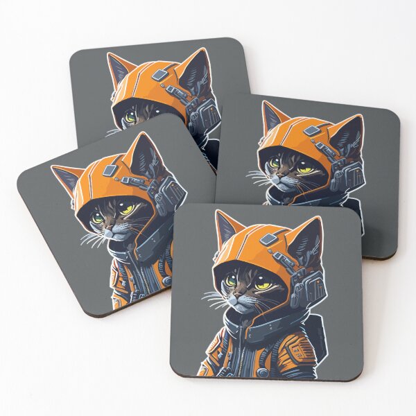 Item preview, Cyberpunk Cat Communicating with his team designed and sold by PrintsCreativ.
