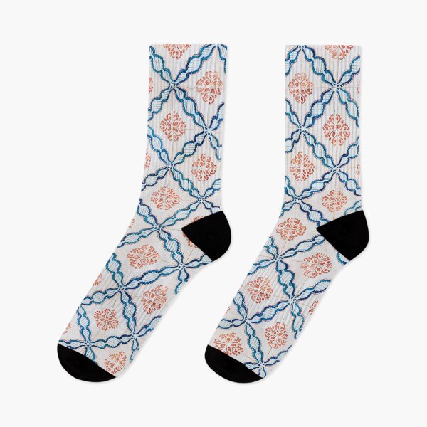 Artikelvorschau, Blaue und orangefarbene Azulejos entworfen und verkauft von Travel-Inspired Wearable Art.