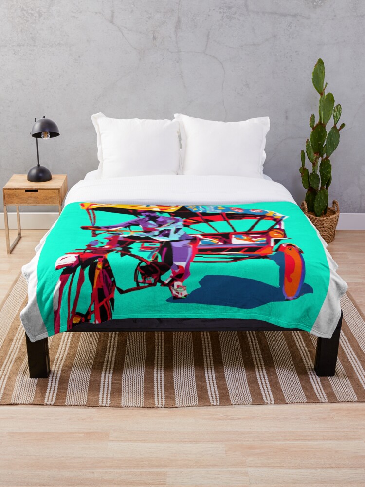 Thumbnail 1 of 6, Throw Blanket, The Rickshaw Driver designed and sold by MangoLassiArt.